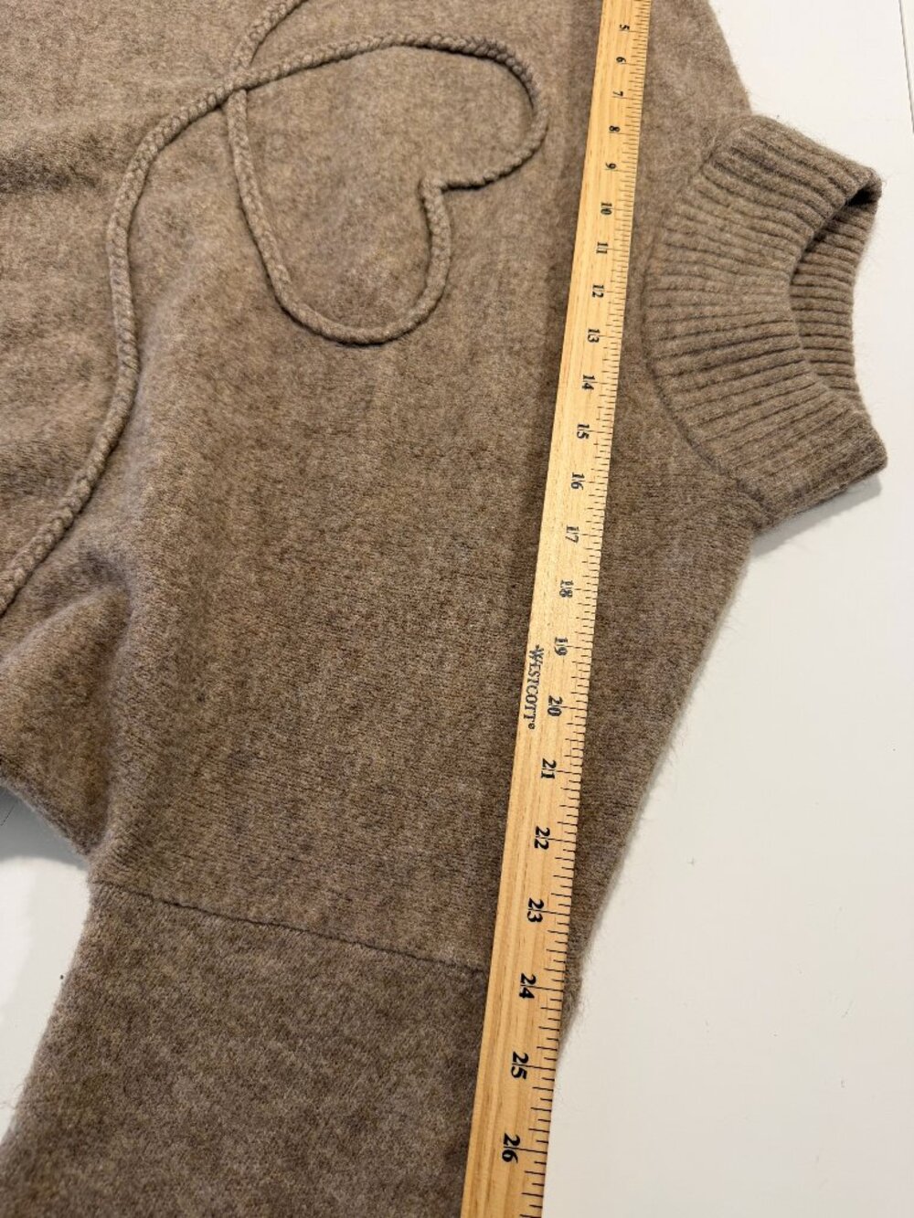 RW&CO Taupe Turtleneck Sweater with Braided Heart Motif - Picture 4 of 9